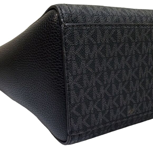 MICHAEL KORS Signature Tote Bag – Black/Charcoal MK Logo, Gold Hardware - Picture 6 of 10